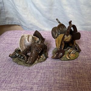Cowboy Hat and Saddle Figurines
